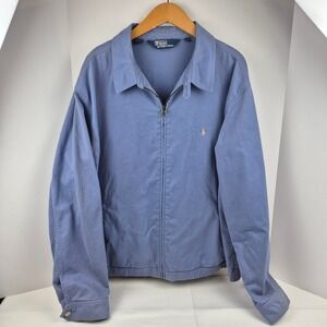 Vtg Y2K Polo Ralph Lauren Men's XXL Blue Harrington Jacket Zip Front Logo